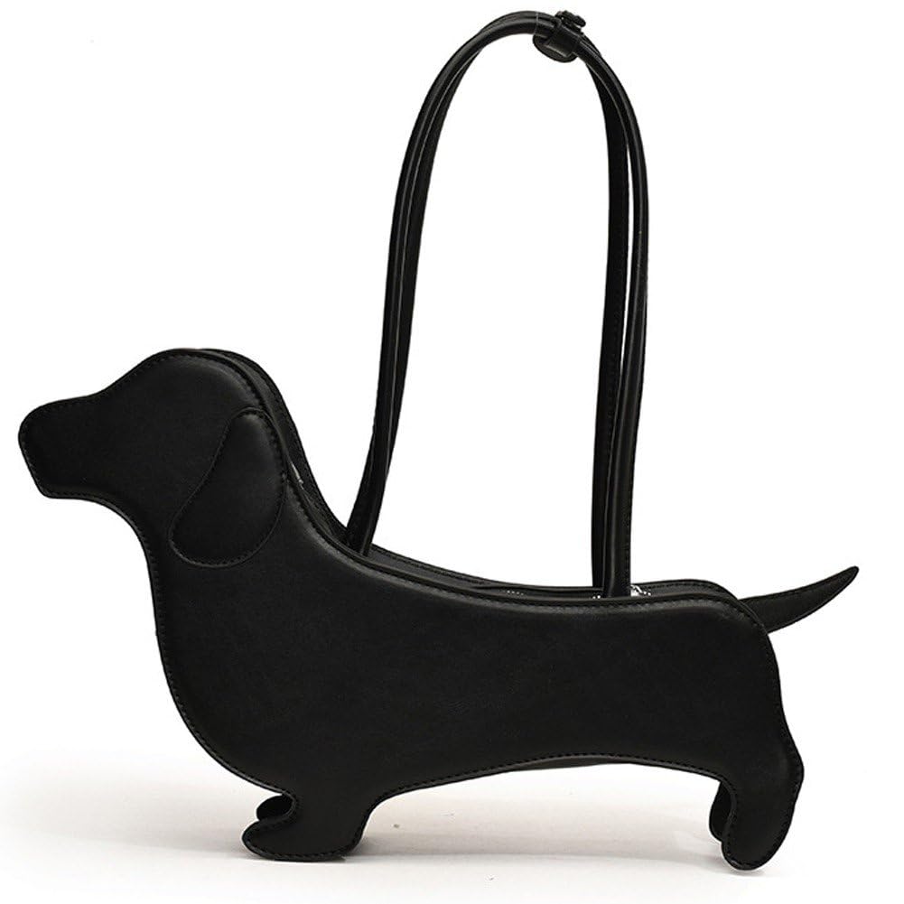 Sanfly Cartoon Dog Shaped Shoulder Bag Unique Dachshund Design Underarm Bag Pu Leather Purse Handbag for Women and Girls