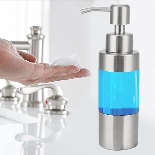 Miniatura 6 de Dispensador de líquido de mano de acero inoxidable ABS transparente baño manual de loción líquida de jabón dispensador de líquido botella de bomba