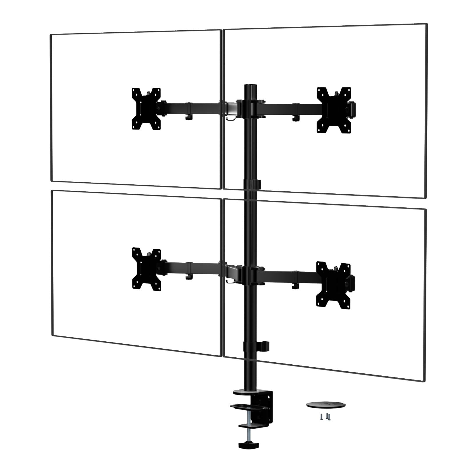 WALI Supporto da scrivania per 4 monitor, adatto a schermi di computer pesanti fino a 27", braccio completamente regolabile per monitor fino a 10 kg per braccio (M004), nero
