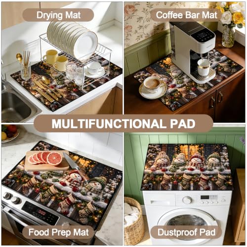 Image of Stove Top Cover for Electric Stove: 28''x20'' Stove Cover Elevate Your Kitchen Reliable Heat Protection,Non-Slip Kitchen Decor (Snowman)