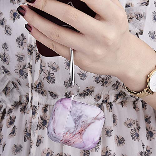 Cagos For Airpods Case, Cute Marble Protective Hard Cover With Keychain Compatible With Apple Airpods 2Nd/1St Generation Case For Women Men, Light Purple #TOP3