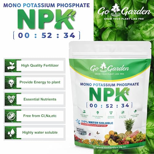 Image of Go Garden MKP 00 52 34 Fertilizer for Crops | Mono Potassium Phosphate Water Soluble | High Phosphorus & Potassium for Flowering & Yield Improvement 400 G