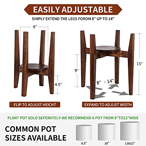 Ziozertt Adjustable Plant Stand New Indoor Wood Plant Stand Mid Century Modern Flower Pot Holder Rack With Tray, Fit 8'' To 12'' Planter(Plant And Pot Not Included) #TOP1