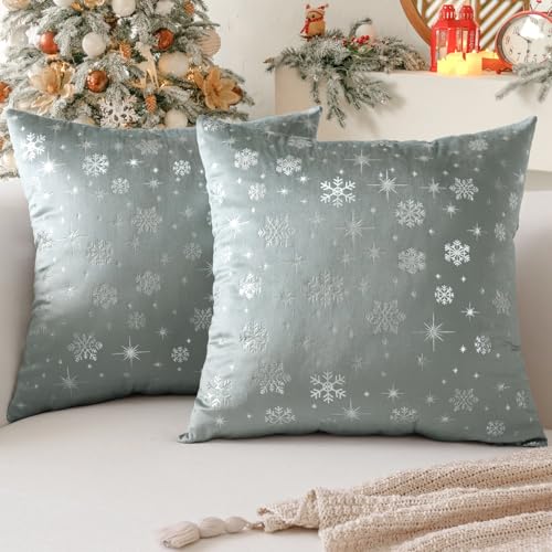 Ohok Weihnachten Gold Heißpräge Samt Kissenbezug, 2er Set Dekorativ...