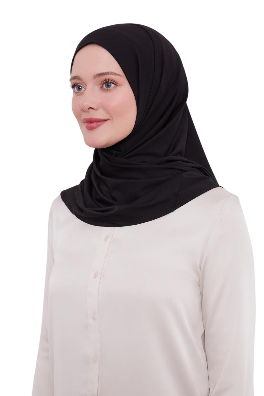 ihvan online, Hijab Scarf, Head Wraps for Women, Full Neck Coverage Hijabs, Muslim Stretchy Turban, Islamic Gift, Black Shawl