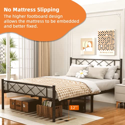 Aolthin Metal Platform Bed Frame, 12 "Metal Bed Frame Base Storage, No Box Springs Required, Easy To Assemble, Queen #TOP4