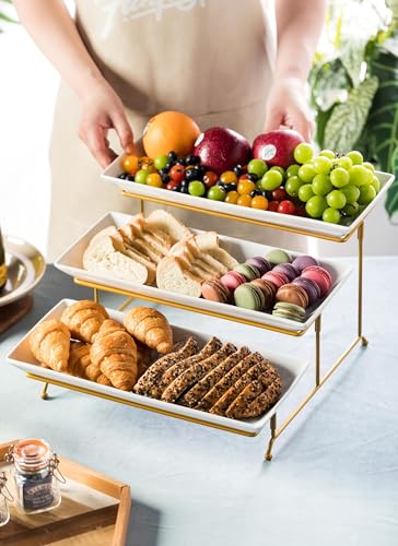Vassoi per Alimenti, Supporto da Portata a 3 Livelli antipasti, Frutta, Dessert, Cupcake, robusti, Feste, Eventi e Buffet