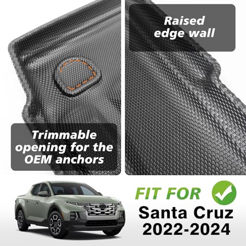 Image of TripleAliners Truck Mat Compatible with 2022-2026 Hyundai Santa Cruz 4FT Accessories, Truck Bed Mat Heavy Duty Custom Fit All Weather Protection TPE Pickup Liner
