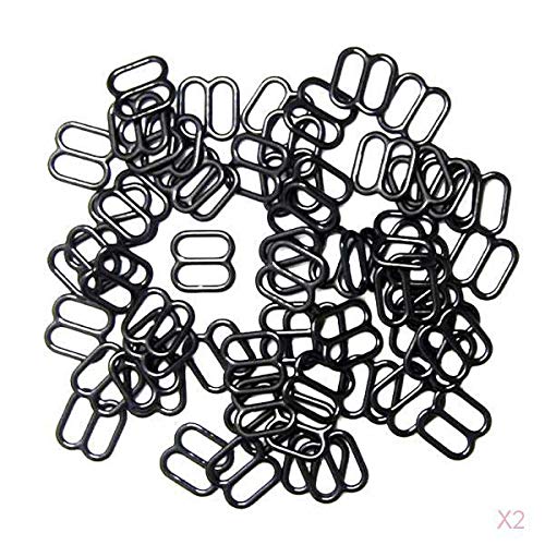 100x Metal Bra Lingerie Strap Sewing Clip Hook Slider Black 8mm-image-40