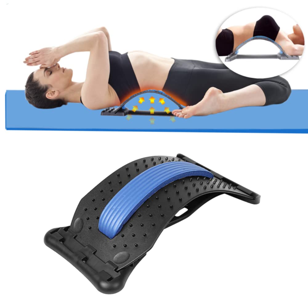 EUKK  Back Stretcher, [4 Radian Settings Upgraded Version ! ] Cracker for Pain Relief, 15'' Board, Spine Deck Upper & Lower Lumbar Support Device, Popper Board Posture Correction (Blue)