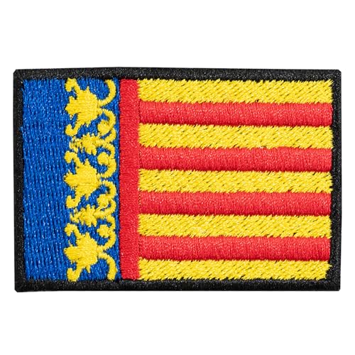 Valencian Community Flag Patch - La Textileria - A Patch 6 cm x 4 cm - Rectangular - Iron-On Embroidered - Black Valencian Community Flag Patch - La Textileria - A Patch 6 cm x 4 cm - Rectangular - Iron-On Embroidered - Black
