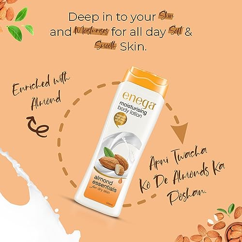 Image of Enega Almond essentials for Dry Skin Non Grassy & Deep Nourish Moisturizing Body Lotion for Men & Women - 100 ML (Pack of 2)