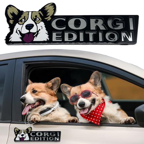 Image of Car Emblem: Dog Car Badge Laser Cutting Emblem Cool Decals Trucks German Shepherd Badge Corgi Edition Doodle Golden Retriever Vehicles Dachshund Addition Rottweiler (Corgi)