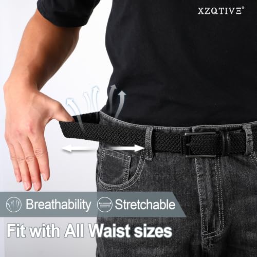 Image of XZQTIVE Braided Stretch Belt Mens Gift Elastic Woven Belt for Golf Casual Pants Shirts Jeans
