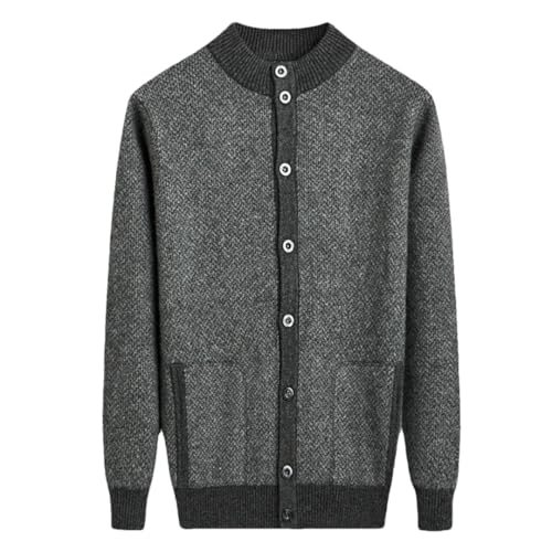 Men's Crew Neck Knitted Sweater Wool Cardigan Thick Sweater Patchwork Buttons Jumpers