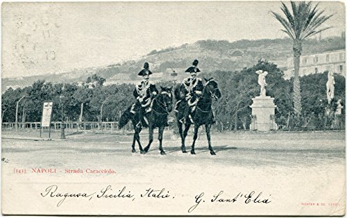 1901 Napoli Strada Caracciolo Ufficiali Costumi Cavallo Ragusa FP B/N VG ANIM Cartolina Postale