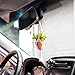 Mkono Mini Macrame Plant Car Accessories Rear View Mirror Charm Cute Hanging Rearview Car Decor Boho Hanger with Artificial Succulent Plants Gifts for Plant Lover Set of 2, Red