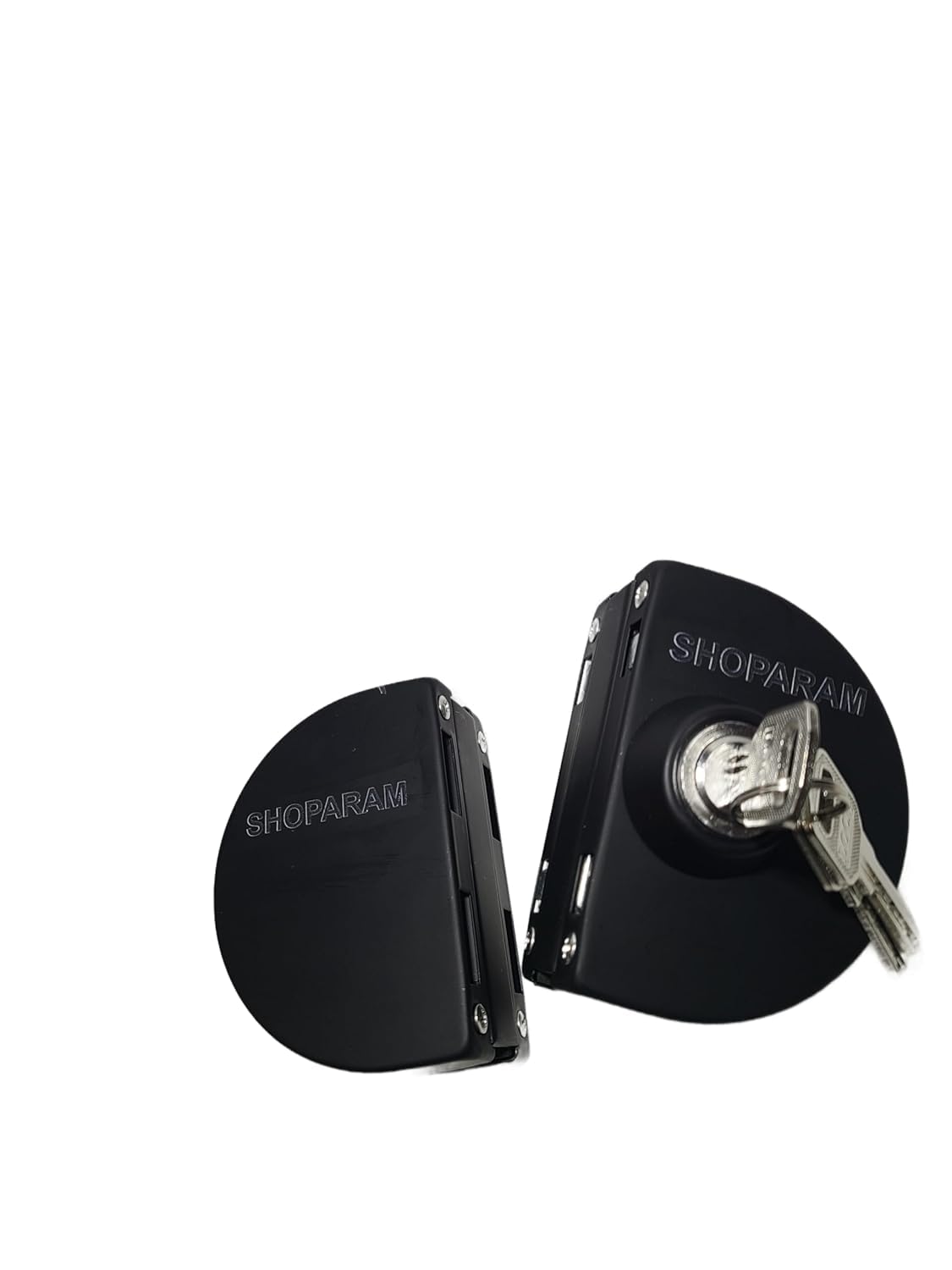 SARNESHWERAM Stainless Steel Door Lock Black with Screw No Drilling for 10mm to 12mm Toughened Panel with D Shape Pull Handle 10 Inch Heavy Duty Set
