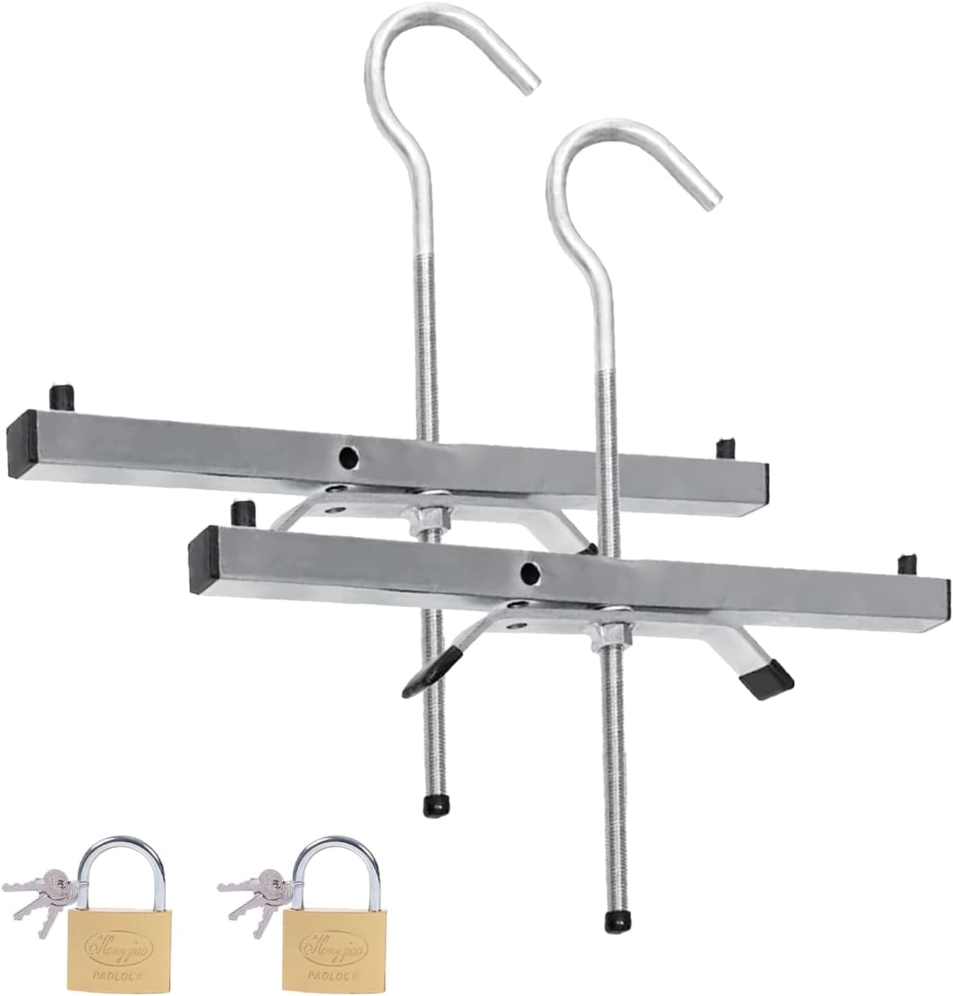 2 Pcs Ladder Roof Rack Clamps, 43 * 39.5 * 22cm Roof Rack Clamp Lock, Universal Ladder Car Or Van Roof Rack Ladder Clamps Ladder Accessory, with 2 Padlocks