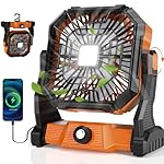 Portable Camping Fan,20000mAh Rechargeable Battery Powered Fan with LED Lantern, USB-C Battery Operated Fans,Ultra Quiet, for Outdoor Indoor Use,Travel, Tent, Beach, Picnic, Barbecue, Fishing, Home