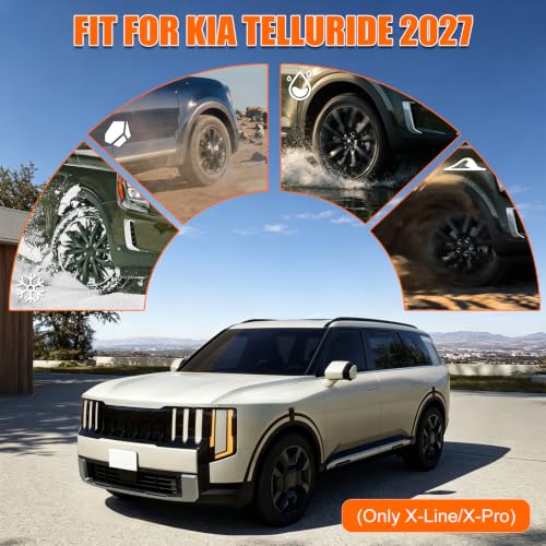 Image of Mud Flaps Splash Guards for 2027 Kia Telluride (Only X-Line /X-Pro), Durable ABS Mud Guards, Protects Against Mud, Rocks, and Debris, 2027 Kia Telluride Accessories (4PCS)