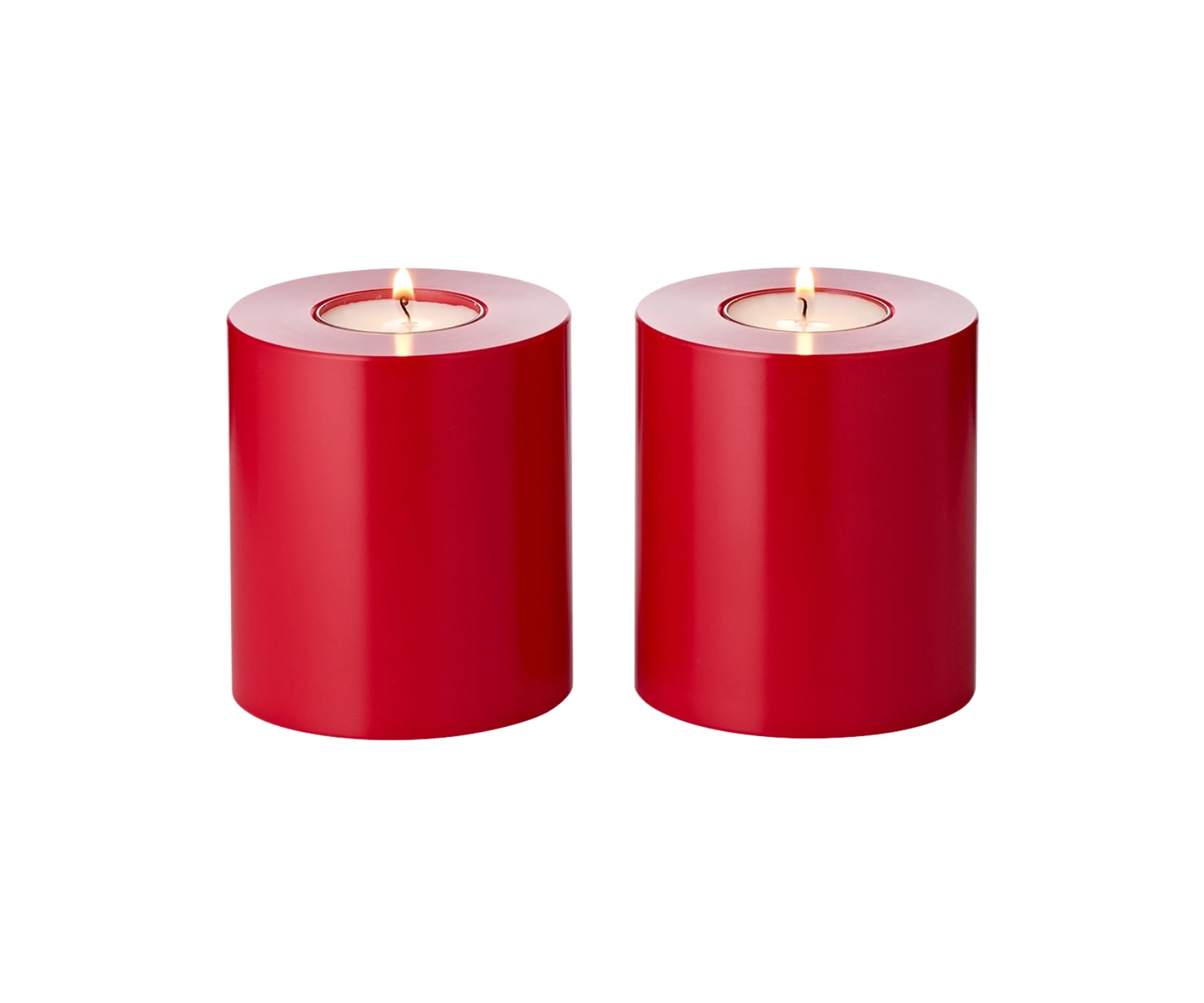 EDZARD 2er Set Teelichthalter Dauerkerze Cornelius rot (Höhe 9 cm, Durchmesser 8 cm) hitzebeständig bis 90 Grad