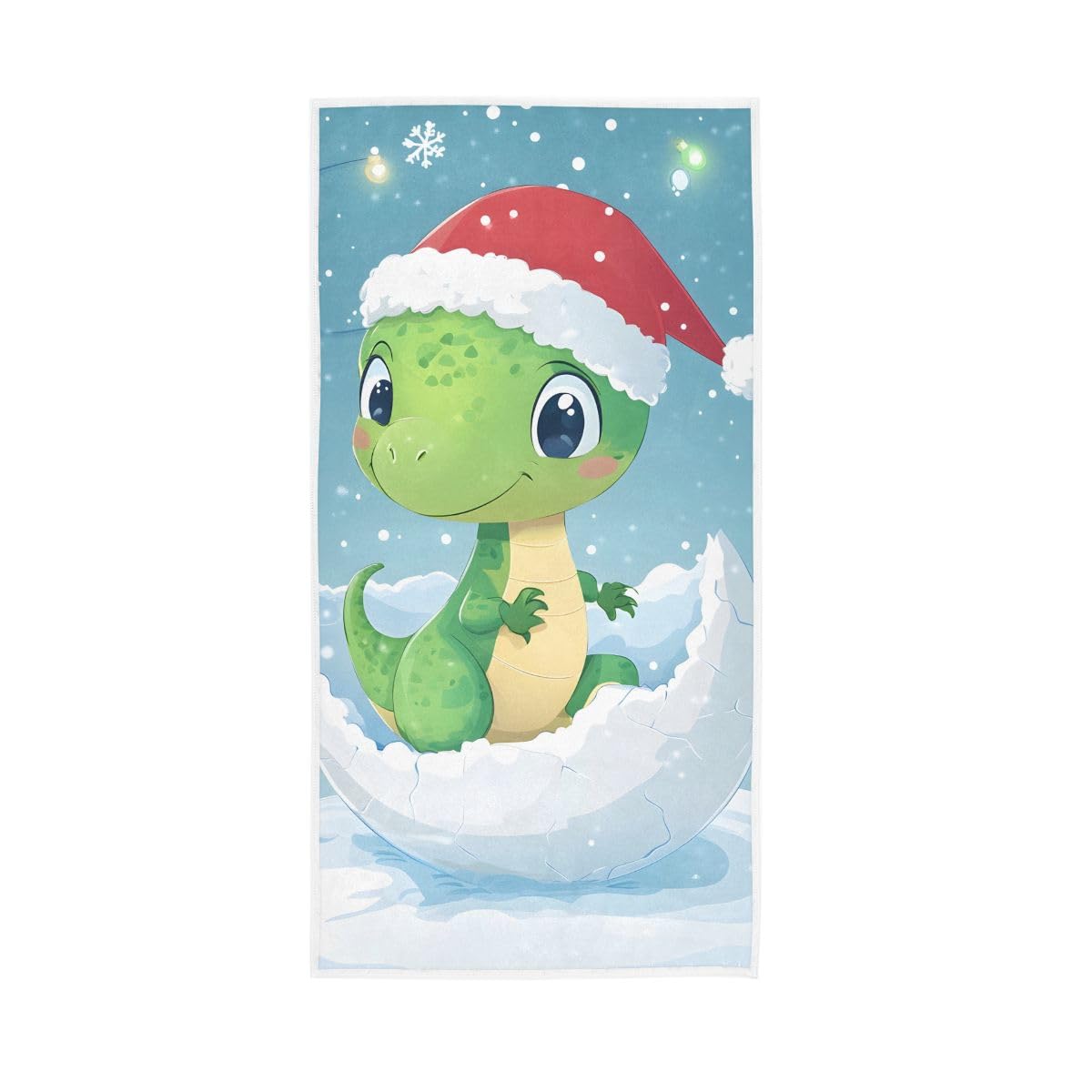 HUYGD Cartoon Dinosaur Christmas Blue Hand Towel, Bath Hand Towel 15 x 30 Inches, Soft Towels