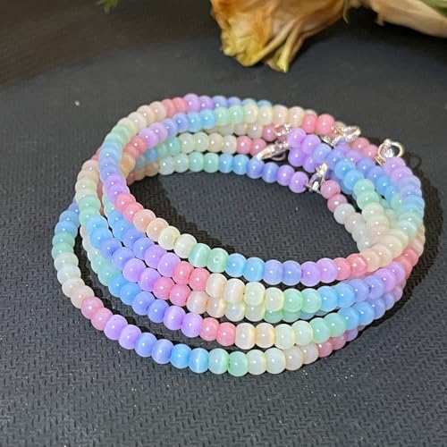 5Pcs Beaded Bracelets kit Rainbow Round Glass Bracelet for Women Bracelet Multi Beads Handmade Bracelets Memory Wire Bracelet Jewelry3