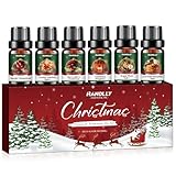 Hanolly Weihnachten Ätherische Öle Set, 6 x 10ml Aroma Diffuser Öl Duftöle - Weihnachtskamin, Zuckerpflaumenfee, Karamell Kürbis Wirbel, Goldenes Weihnachtsgewürz, Apfel Zimt