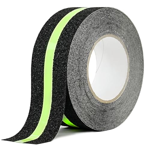 CHUANGSEED Ruban adhésif antidérapant escalier avec film Lumineux Brille dans Le Noir,5cm x 10m,Ruban Sécurité Antidérapant Phosphorescent pour escaliers intérieur...