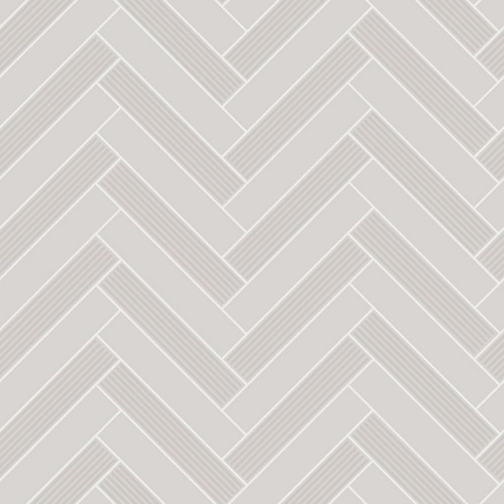 Holden Decor Cerros Grey Chevron Tile Effect Wallpaper 10m x 53cm - Realistic Raised Tiles - Paste the Paper