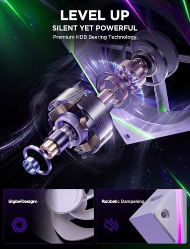 Image of AsiaHorse Nyota Pro 120mm PC Fans ARGB PWM, Modular Daisy-Chain Design, Dual-Zone Asynchronous Lighting, 18 Addressable LEDs, 2000RPM High Airflow 61.5CFM, Low Noise 29dB, for PC Case & Liquid Cooler
