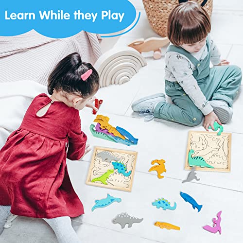 Luvios Dinosaur Toys For Kids 3-5, Stacking Dinosaur Puzzles Sensory Toys For 2 3 4 Year Old Boy Girl Toddler, Preschool Wooden Dinosaur Toys For Kids 2-4, Birthday Gifts For Boys Age 2 3 4 #TOP2