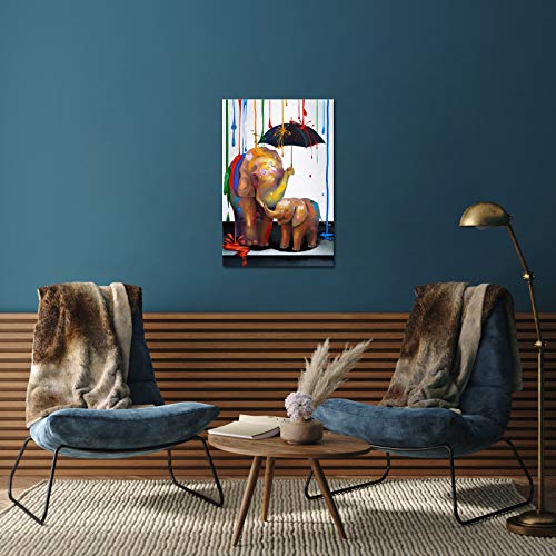 Levvarts Elephant Paintings Wall Art Abstract Animal Canvas Wall Art With Wood Frame For Baby Kids Bedroom Decor Contemporary Elephant Mother And Baby Art Poster Print Ready To Hang #TOP2