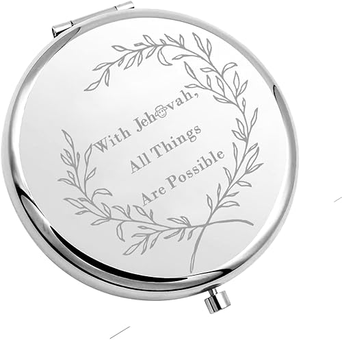 Miniatura 7 de MAOFAED Regalo de testigo de Jehová con Jehová All Things are Possible Espejo compacto JW Regalo cristiano con espejo de Jehová RG