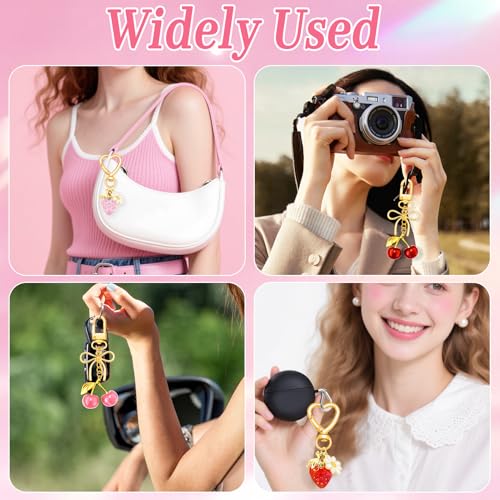 Image of Bag Charms for Handbag Cherry Strawberry Y2K Bow Keychain Cute Purse Charms Accessories for Women Tote Bag Fruit Charm