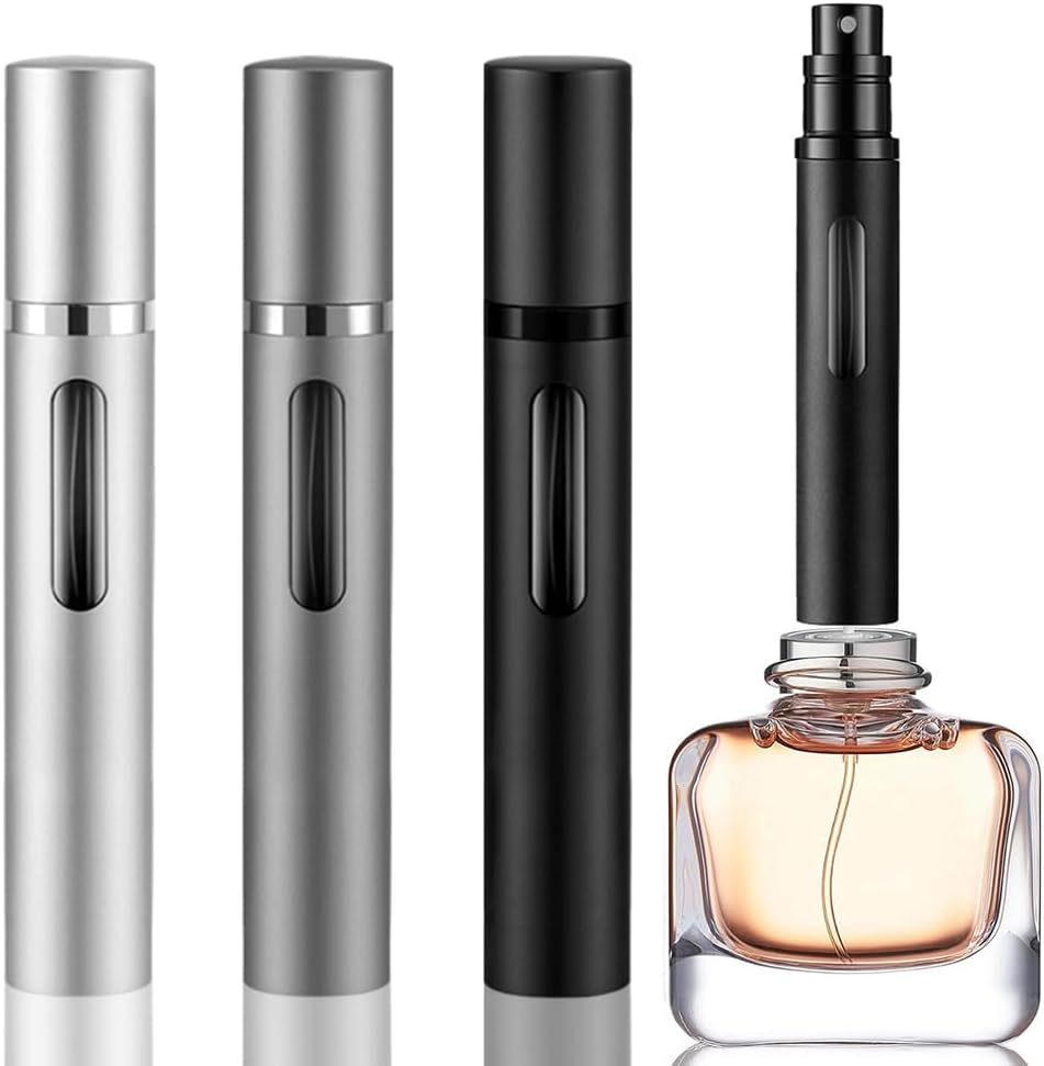 10ml Perfume Atomizer Travel Refillable, 3PCS Perfume Travel Refillable Bottle,Bottom-Filling Fragrances Perfumes Bottle,Mini Cologne Dispenser,Portable Sprayer(Black-Grey-Silver) 10ml Perfume Atomizer Travel Refillable, 3PCS Perfume Travel Refillable Bottle,Bottom-Filling Fragrances Perfumes Bottle,Mini Cologne Dispenser,Portable Sprayer(Black-Grey-Silver)