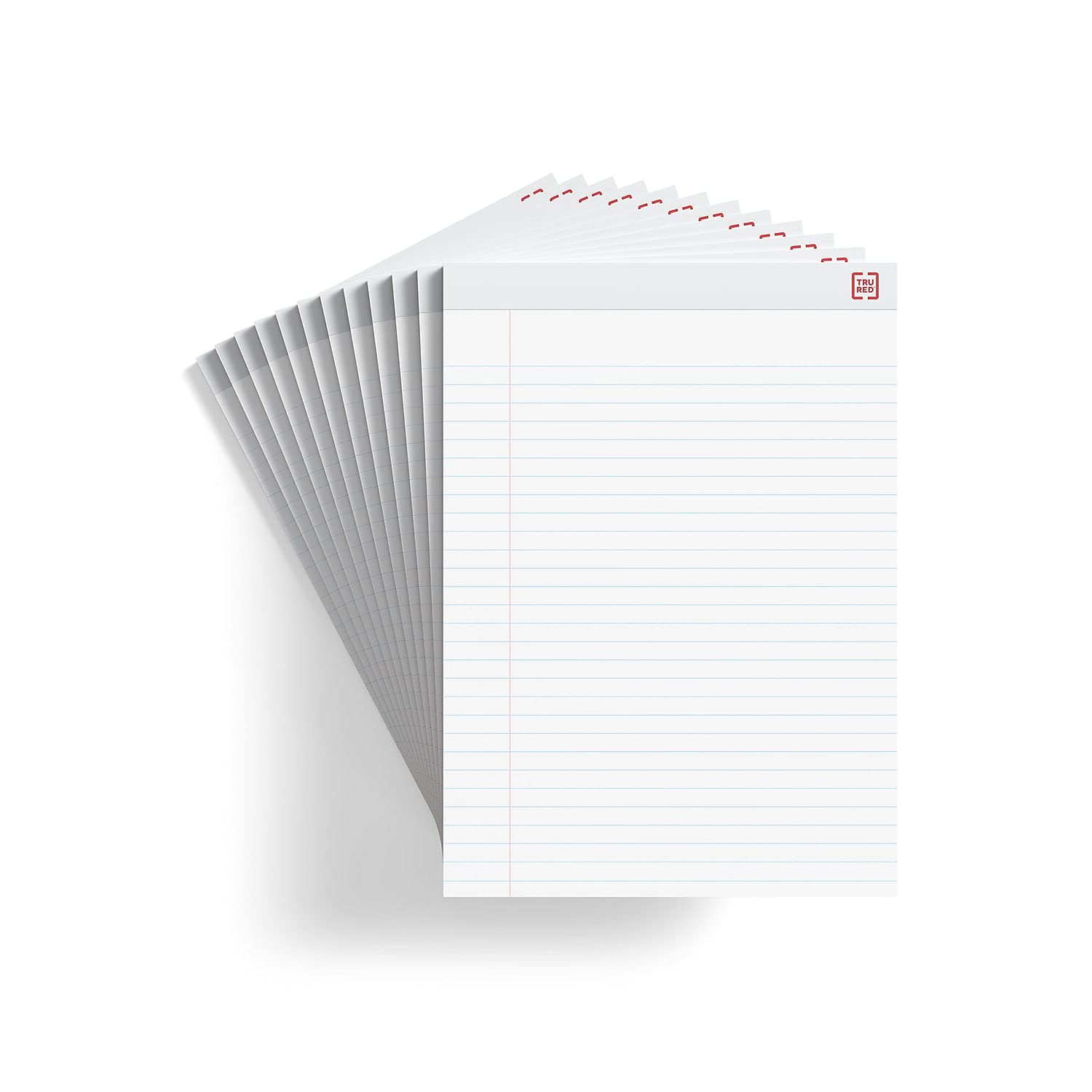 TRU RED Notepad, 8.5" x 11.75", Wide Ruled, White, 50 Sheets/Pad, Dozen Pads/Pack (TR58188)