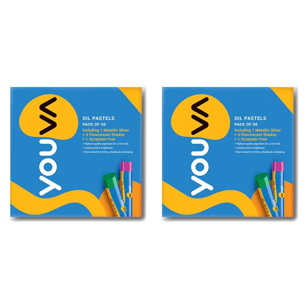 YOUVA Navneet Oil Pastels For School Kids And Beginners|For Drawing And Colouring|Pack Of 100|Silver