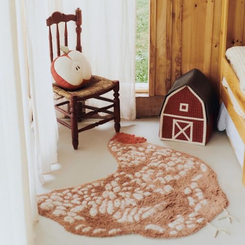 Alfombra infantil lavable Chicken de 110 x 100 cm alfombra dormitorio marrón Lorena Canals 3