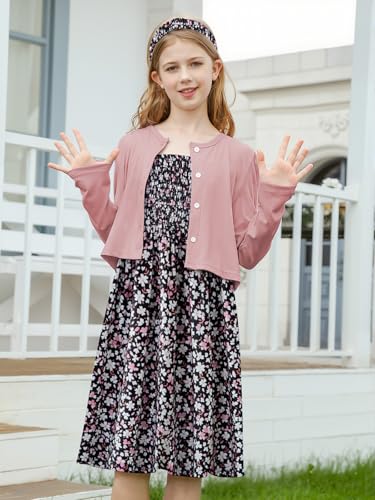 RAISEVERN Girls Casual Adjustable Strap Sleveless Dress Cardigan Set Size 5-12Y - Image 4