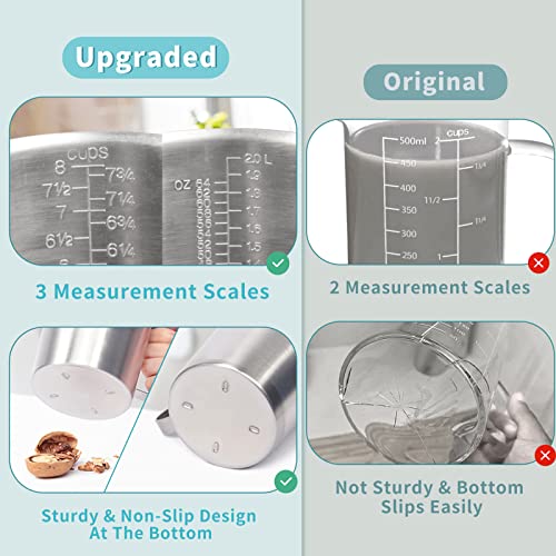 Image of Measuring Cup, Newness Stainless Steel Measuring Cup with Marking with Handle, 64 Ounces (2.0 Liter, 8 Cup)