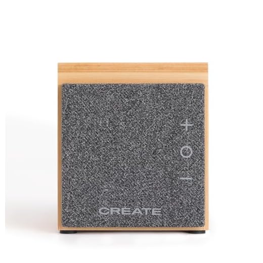 CREATE / Speaker Mini Pro Bamboo/Altavoz Bluetooth de bambú con Soporte para Smartphone/Bluetooth 5.1, hasta 10m de Cobertura, Puerto USB-C, Micrófono Incorporado, Batería Potente de 1800 mAh
