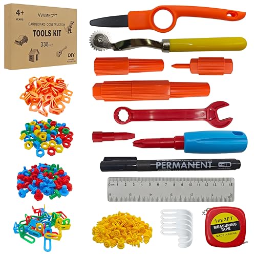 VVVMECYT Cardboard Construction Kit 338PCS Safe Cutter Tools Set for Kids
