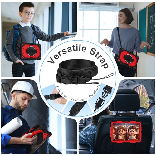 Image of Nitupai Case for Galaxy Tab A11+ Plus 2025, Galaxy Tab A9+ Case 2023 11Inch | Rugged Samsung Tab A11 Plus /A9+ Tablet Cover with 360 Rotating Hand Strap Shoulder Strap Screen Protector Red