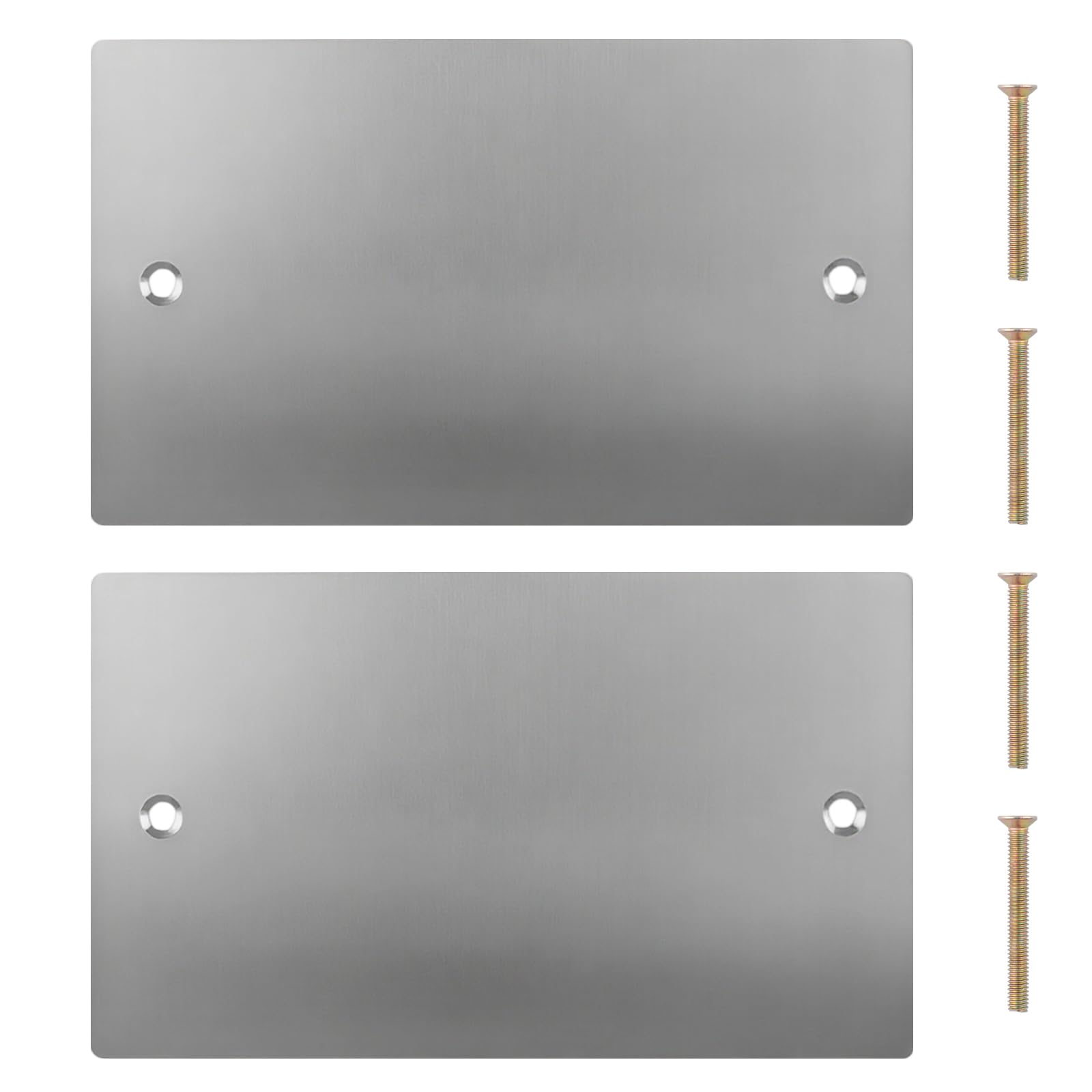 UFURMATE 2Pcs Blank Wall Plate Covers, Stainless Steel Wall Hole Cover 2-Gang Blank Device Electrical Covers for Socket,Unused Outlet(Silver,86 * 146mm) — image 1