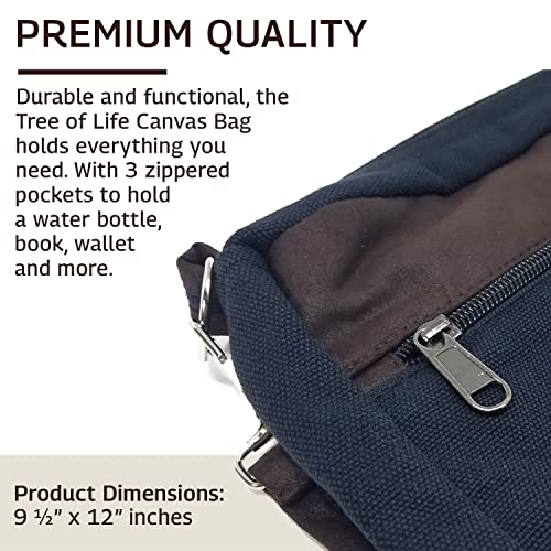 Canvas Crossbody Bag, Hippie Purse Handbag For Women, Top Zip Closure & Pockets, Adjustable and Removable Strap, 9 ½”W x 12”H3