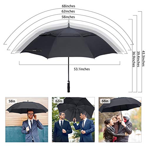 ZOMAKE Golf Umbrella 54/62/68 Inch, Large Windproof Umbrellas Automatic Open Oversize Rain Umbrella with Double Canopy… - Image 3
