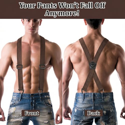 Image of SUNEZLGO Suspenders for Men Heavy Duty, X Back Hidden Suspender 1.5 inch Under Clothing, Adjustable Work Suspenders for Men Women