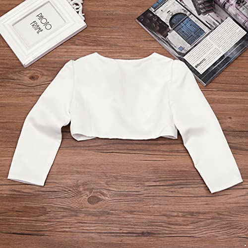 Jhaoyu Girls Satin Long Sleeve Bolero Shrug Party Wedding Pageant Flower Dress Cover Up Short Cardigan4